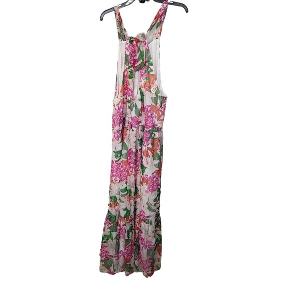 Cece Halter Maxi Pink Floral Dress with Tired Flounce Skirt Size 24W NWT - Picture 9 of 13